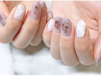 ネイルサロンブラン(nail salon BLANC)/パープルと大理石ネイル