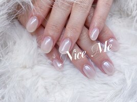 ホワイトパールのミラーネイル