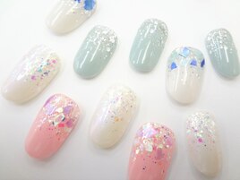 ワンカラー×逆ラメグラデ