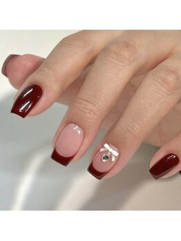 赤フレンチネイルデザイン