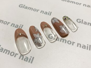 グラマーネイル(Glamor nail)/フラワー×シンプルネイル