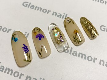 グラマーネイル(Glamor nail)/フラワー×ニュアンスネイル