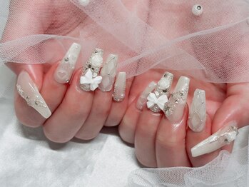 キルティングネイル　リボン