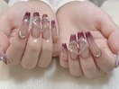 ハートビジューフレンチネイル