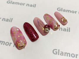 シェル×ビジューネイル