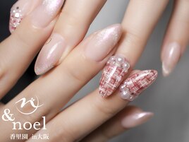 ボルドーピンクツイードネイル