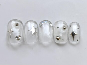 ジェミーネイル イケブクロ(Jemiy nail ikebukuro)/クリアスターネイル￥6000