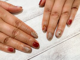 テラコッタ×マグネットネイル