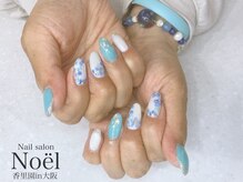 ノエル(Noel)/ブルー×フラワーネイル
