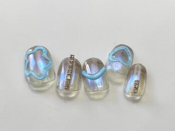 ネイルメゾン 天神店(NAIL MAISON)/ミラーブルーぷっくり¥9000