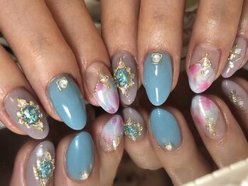 ネイルサロン ビビ(bibi)/夏ネイルタイダイアート