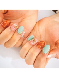 べっ甲&押し花ネイル