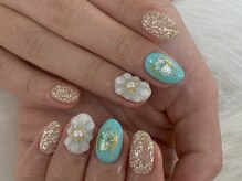 ディーネイル 池袋(D-nail)/【山崎】ぷくぷくお花ネイル