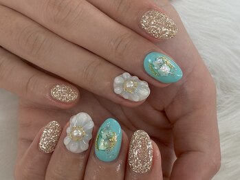 ディーネイル 池袋(D-nail)/【山崎】ぷくぷくお花ネイル