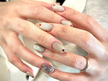 ヌル ネイル 堀江(NURU NAIL HORIE)/ハート×リボン×マグネット☆