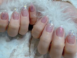 クリアフレンチてふてふネイル