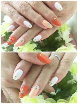 プルミエ ネイル(Premier Nail)/オレンジカラーが素敵☆