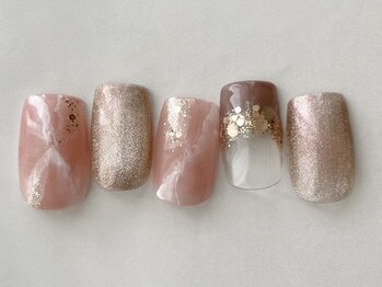 エムドットネイル 池袋(m.nail)/血色ピンク×ブラウンニュアンス