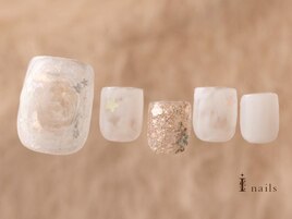 キラキラ星フットネイル雪