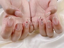 キキネイル たまプラーザ店(kikinail)/9月定額B 手書きフラワーネイル