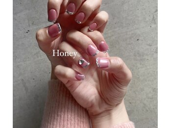 ハニー(Honey)/ガラスフレンチ＋パーツ（ピンク
