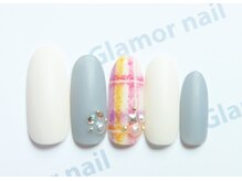 グラマーネイル(Glamor nail)/マットチェック柄☆¥7,400