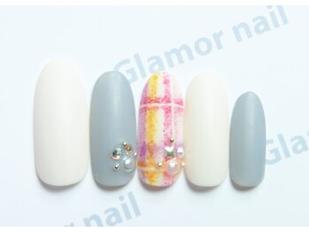 グラマーネイル(Glamor nail)/マットチェック柄☆¥7,400