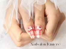 リュミエール(Lumiere)/ほっこりチェックリボンネイル