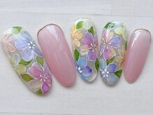 ネイリックス アヴェニール(NAILX avenir)/寒色垂らしこみフラワー