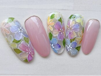 ネイリックス アヴェニール(NAILX avenir)/寒色垂らしこみフラワー