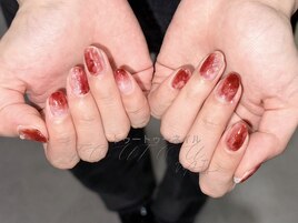 赤ニュアンスネイル