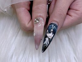 痛ネイル 推しネイル 長さ出し