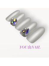 ユウネイル(YOU由NAIL)/上品オーロラビジューネイル