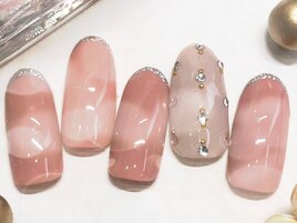 ビジューピンクネイル☆