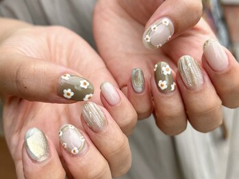ネイルアルケー(Nail ARCHE)/秋くすみニュアンスカラー