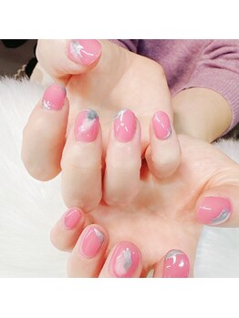 アップネイル/シアーピンク　ニュアンスネイル