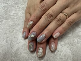 ブルーグレー×ラメ