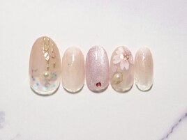 手描き桃色桜ネイル全員￥7980