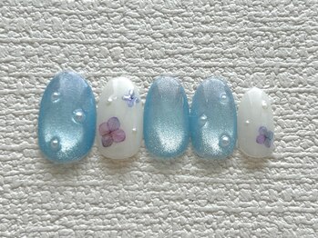 オレンジスティック/梅雨/紫陽花/マグネット/水色