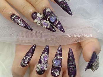 ピオミエルネイル 新宿(pio miel nail)/ミッドナイトパープル宝石パーツ