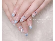 チェック×スタッズネイル