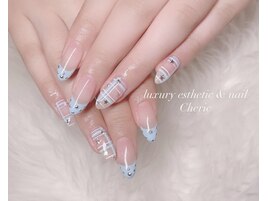 チェック×スタッズネイル