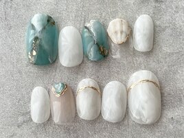 ターコイズ×シェルネイル