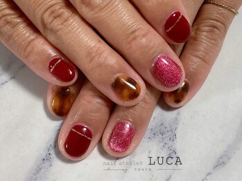 ネイルアトリエルカ(nail atelier LUCA)/W-392 大人可愛いべっこうネイル