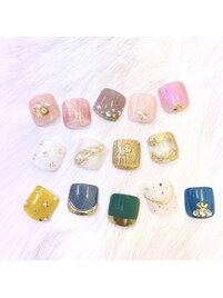 フットネイル二本アート