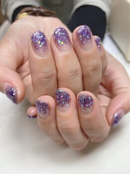 紫のラメグラデーション Pg ボンド ネイル エヌ Bond Nail N のフォトギャラリー ホットペッパービューティー