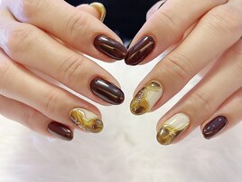 秋のべっ甲ネイル
