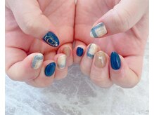 ネイルサロン ティフィン(tiffin)/～冬色チェック柄ネイル～