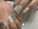 ブルー×ホワイトネイル