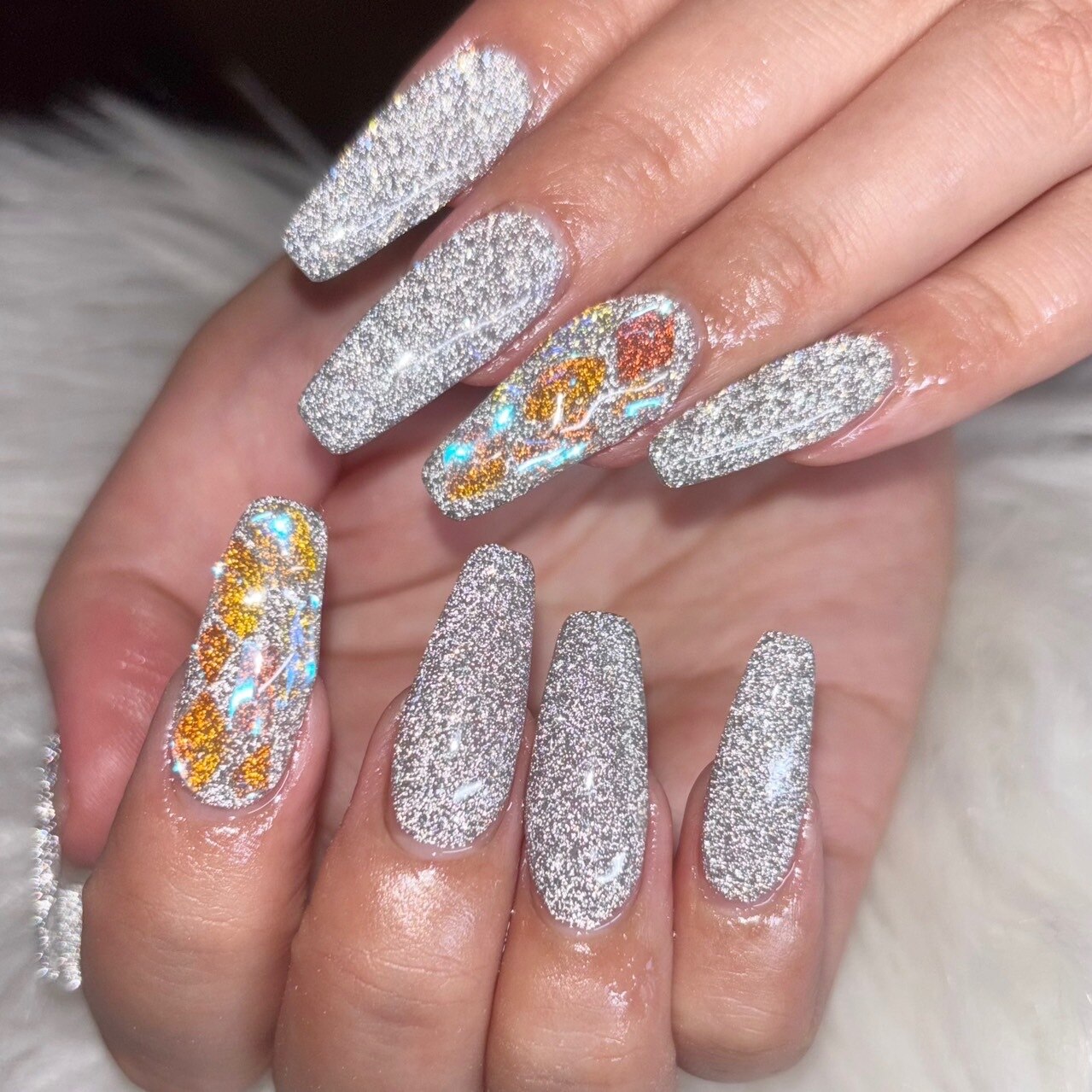 シルバーマグネットネイル 01 クリアハート 韓国 ラメ 冬 秋 ワンホン